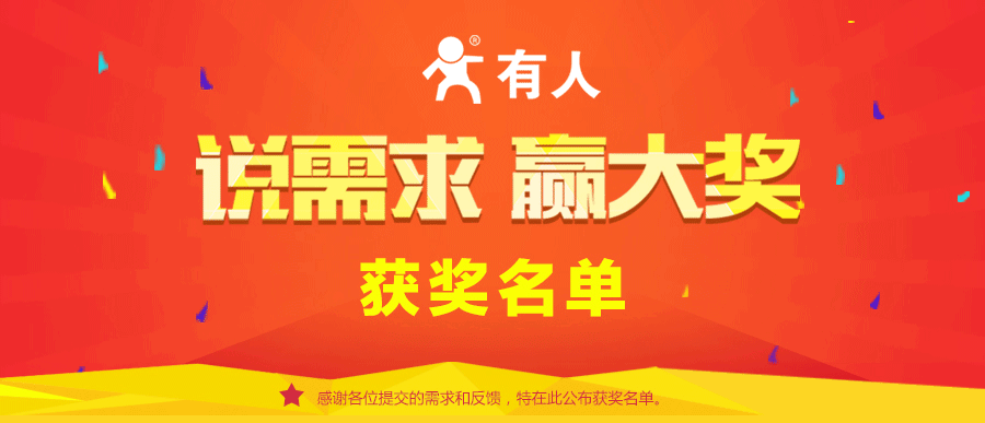 【说需求，赢大奖】活动结果公布啦